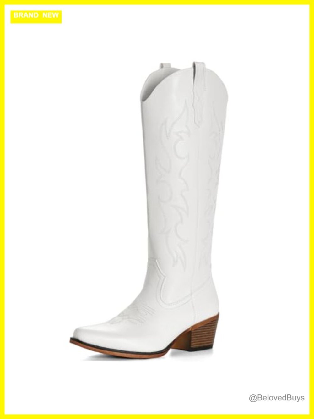 IUV Wide Calf Knee High Cowboy Boots Faux Leather Embroidered Western